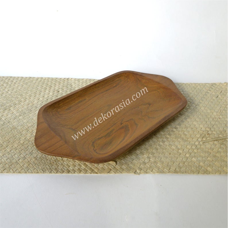 Natural Teak Wooden Tray Size 10.4 x 5.6 x 0.7 inches - Kitchenware | Free Shipping